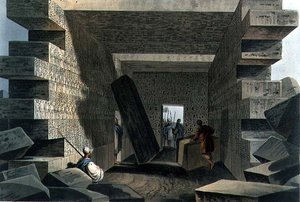 Wnętrze świątyni Jowisza Ammona, tablica 71 z „Widoków w dominiach osmańskich”, wyd. Robert Bowyer (1758-1834) 1810 (akwatinta) autorstwa Luigi (after) Mayer