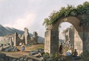Ruiny łaźni w Efezie, tablica 43 z "Widoki w dominiach osmańskich", pub. przez R. Bowyera