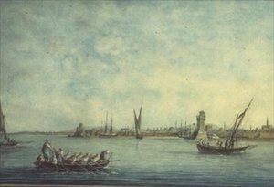 Widok na Rodos od strony morza autorstwa Luigi (after) Mayer