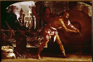 Samson i kamień młyński (olej na płótnie, ok. 1650)