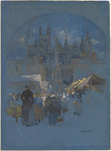Rynek przed katedrą autorstwa Luigi Aloys François Joseph Loir