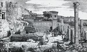 Ruiny świątyni Wespazjana w Brescii, rycina Louisa Basilettiego (1780-1860), Włochy autorstwa Luigi Basiletti