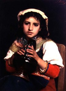 Dziewczyna z dzbanem (olej na płótnie) autorstwa Luigi Bechi