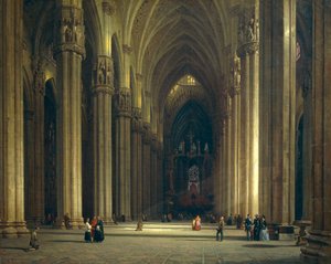 Wnętrze katedry w Mediolanie (Milano Duomo), autorstwa Luigi Bisi (1814-1886)