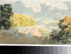 Wieś, Włochy (Akwarela, ok. 1825) autorstwa Luigi Garibbo