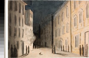 Perspektywa Strada Nuovissima w Genui (Akwarela, c.1825) autorstwa Luigi Garibbo