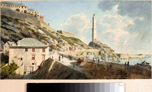 Lanterna, latarnia morska miasta Genua (Akwarela, ok. 1825)