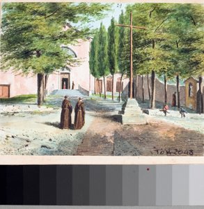 Widok kościoła kapucynów w Genui (rysunek i akwarela, ok. 1825) autorstwa Luigi Garibbo