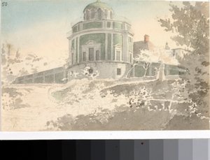 Widok na Pawilon Kaffeehause w ogrodach Boboli (Akwarela, ok. 1825) autorstwa Luigi Garibbo