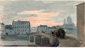 Widok na most Carraia, Florencja (Akwarela autorstwa Luigi Garibbo