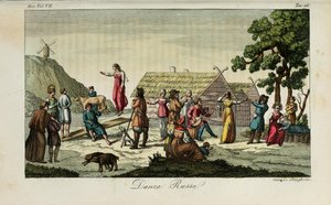 Taniec rosyjski. Ilustracja ze starożytnych i współczesnych zwyczajów lub historii rządu autorstwa Giulio Ferrario, 1831
