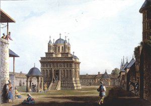 Kościół i Klasztor Najświętszej Marii Panny, Turcja. w „”Widoki w dominiach osmańskich, w Europie, Azji i niektórych wyspach Morza Śródziemnego”” z oryginalnych rysunków wykonanych przez Luigiego Mayera, Londyn autorstwa Luigi Mayer