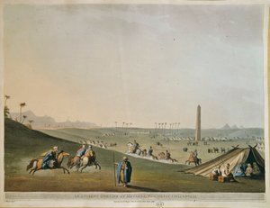 Egipt, Nomadowie i obelisk w Materieh (Stare Heliopolis lub Miasto Słońca) autorstwa Luigiego Mayera, rycina autorstwa Luigi Mayer