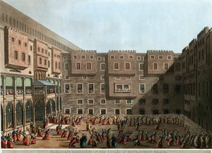 „„Trening mameluków na dziedzińcu pałacu Mourad Bey, Tunis”” (Mamuleki ćwiczące na placu Pałacu Murada Beja) Litografia Luigiego Mayera (1755-1803) - 1802 Wymiary 22,9x31,6 cm Kolekcja prywatna autorstwa Luigi Mayer
