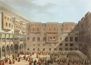 Praktyka Mameluków przed pałacem Mourad Bey w Kairze autorstwa Luigi Mayer