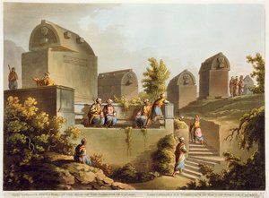 Sarkofagi i groby na czele portu w Cacamo, z „Poglądów w Imperium Osmańskim”, wydanego przez Roberta Bowyera (1758-1834) 1803 (akwatinta) autorstwa Luigi Mayer