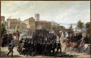 Zdobycie miasta Peschiera del Garda przez Piemontu, 30 maja 1848 (olej na płótnie