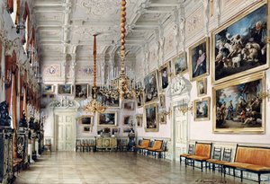 Sala taneczna w domu hrabiego Bezborodki w Petersburgu, 1849 (pióro, pędzel, wc, tusz i kolor biały na papierze, 1849 (pióro, pędzel, wc, tusz i kolor biały na papierze) autorstwa Luigi Premazzi