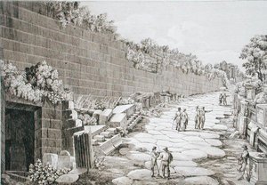 Rzymska droga do Tusculo, po pierwszym wykopaniu w 1825 r., z „Le Antichita dei contorni di Roma”, opublikowana w latach 1824-26 (akwaforta)