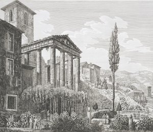 Świątynia Herkulesa w Cora, z "Le Antichita dei contorni di Roma", opublikowana w latach 1824-26 (zob. także 205038)