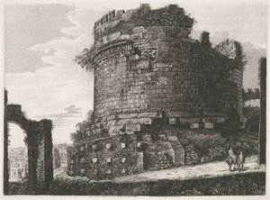 Tombe van Caecilia Metella w Rzymie Widok Wielkiego Grobu Cecylii Metelli znajdującego się przy Via Appia (tytuł na obiekcie)