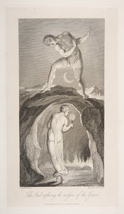 Dusza eksplorująca zakamarki grobu, z wiersza Roberta Bl..., The Grave, 1 marca 1813. autorstwa Luigi Schiavonetti