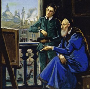 Dominico Theotocopuli, był lepiej znany światu jako El Greco (Grek) (kolorowa litografia). autorstwa Luis Arcas Brauner