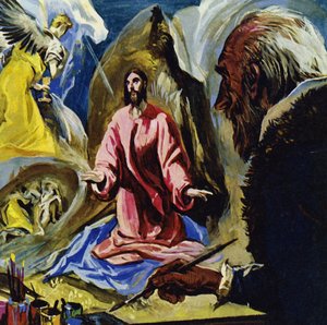 El Greco malował tematy religijne aż do śmierci w wieku 73 lat (litografia barwna).