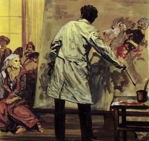 Eugene Delacroix spędził półtora roku malując "Masakrę w Scio" (kolorowa litografia).