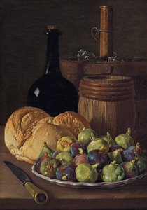 Martwa natura z figami i chlebem autorstwa Luis Egidio Melendez