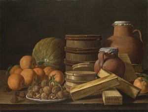 Martwa natura z pomarańczami i orzechami włoskimi. 1772 autorstwa Luis Egidio Melendez