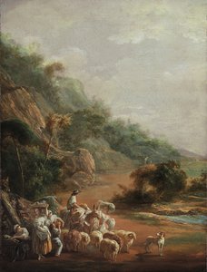 ""Scena z mieszkańcami"" (Scena z mieszkańcami) Obraz Luisa Pareta y Alcazara (1746-1799) - 1786 - Olej na płótnie - Rozmiar 48x37,2 cm Museo de Bellas Artes de Bilbao