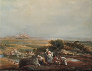 Widok na Fuenterrabía (fragment) autorstwa Luis Paret y Alcazar