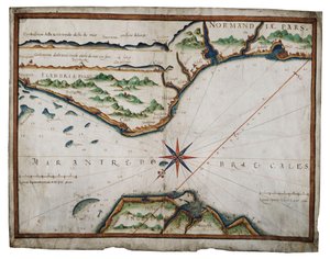 Mapa Cieśniny Dover, ok. 1587-88 (akwarela na welinie) autorstwa Luis Teixeira