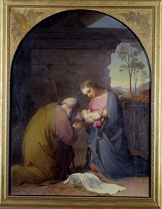 Adoracja Jezusa (Jezus i Maryja wielbiący Jezusa) Obraz Luisy Mussini Piaggio (1830-1865) Wymiary 109x81 cm Genes, Galleria d