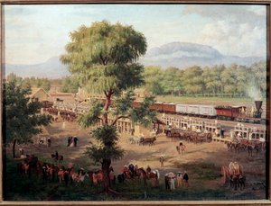 Widok na dolinę linii kolejowej w Meksyku Obraz Luisa Coto (1830-1891) Miasto Meksyk, Narodowe Muzeum Historii, Zamek Chapultepec autorstwa Luiz Coto