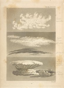 Rodzaje chmur opisane przez autora:
a,a, pokazuje charakter cirro-cumulusa, a także jego wygląd w oddali, b,b, jasny i ciemny cirro-stratus; pierwszy zrobiony tuż przed rozpoczęciem mokrej pogody, drugi w zmierzchu autorstwa Luke Howard