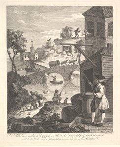 Satyra na fałszywą perspektywę: Frontispiece do perspektywy Kirbysa, luty 1754.