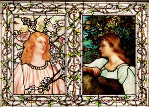 Wiosna i jesień, wyprodukowana przez Tiffany Glass & Manufacturing Co., ok. 1892 r. (szkło ołowiowe)