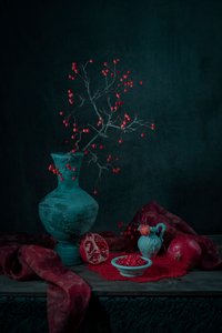 Martwa natura z granatami i jagodami autorstwa Lydia Jacobs