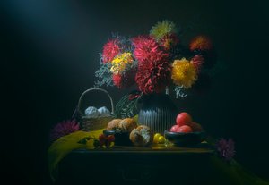 Rustykalna martwa natura ze zbiorami autorstwa Lydia Jacobs