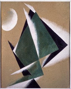 Konstrukcja z białym półksiężycem. Praca Ljubowa (Lioubowa) Siergiejewny Popowej (1889-1924), gwasz na tekturze autorstwa Lyubov Sergeevna Popova