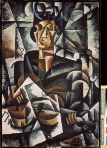 Kobieta z gitarą. Obraz Lyubova (Lioubov) Sergeyevna Popova (1889-1924), olej na płótnie