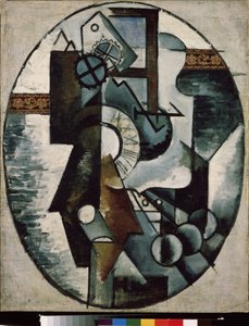 Zegar. Obraz Lyubova (Lioubov) Sergeyevna Popova (1889-1924), olej na płótnie i kolaż autorstwa Lyubov Sergeevna Popova