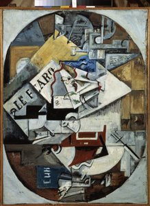 Martwa natura. (Le Figaro) Obraz Ljubowa (Lioubowa) Sergeyevna Popova (1889-1924), olej na płótnie autorstwa Lyubov Sergeevna Popova