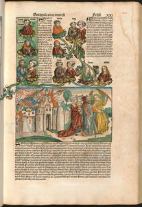 Drzewo genealogiczne Labana z Kroniki Norymberskiej Hartmanna Schedla (1440-1514) wydrukowane w 1493 r. (drzewryt) autorstwa M. and Pleydenwurff W. Wolgemuth