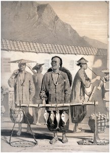 Sprzedawcy ryb, Victoria Street, Hongkong, Chiny, ok. 1860 r.