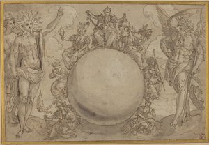 Apollo, Diana i czas z cyklicznymi perypetiami ludzkiego życia autorstwa Maarten de Vos