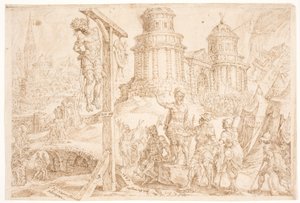 Zniszczenie Aj i powieszenie króla autorstwa Maarten van Heemskerck