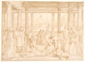 Pochowany św. Szczepan autorstwa Maarten van Heemskerck